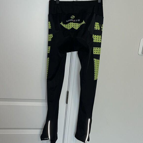 Spooned reflective Black padded Cycle stretch pants Leggings size M men’s - Picture 3 of 6